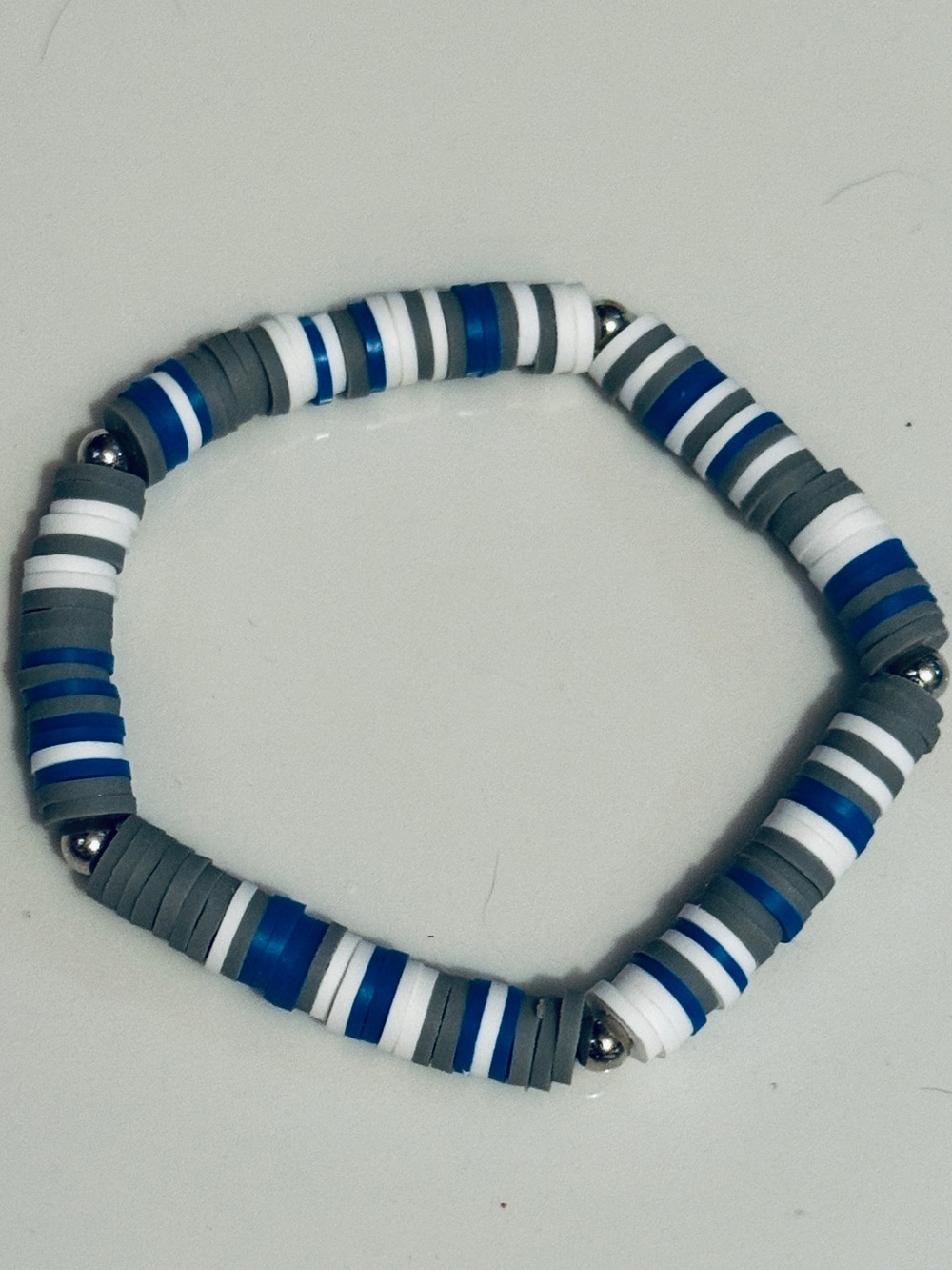 Cowboys Blue White Clay Bead Bracelet, Football Gameday Spirit Stack BTJ - Picture 6 of 9